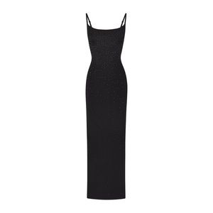 NEW SWAROVSKI X SKIMS - Jelly Sheer Cami Long Dress in ONYX size L